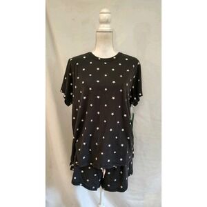 NWT Seeing Stars Pajama Set Shorts & T Shirt Top Super Soft Relaxed Fit Black XL